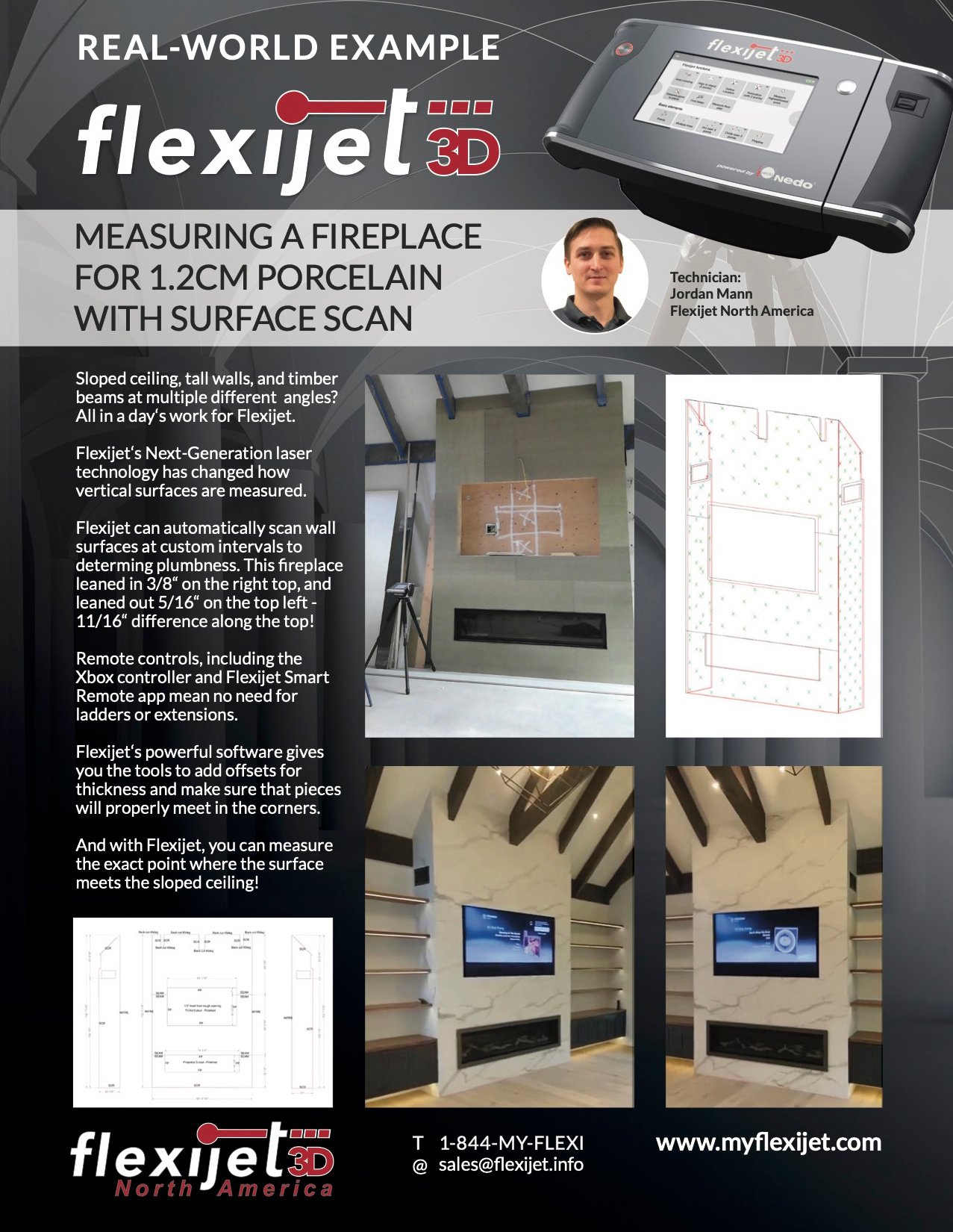 Flexijet 3D Real World Example -Measuring A Fireplace Around Timber Beams For 1.2cm Porcelain With Surface Scan, thumbnail image for download.