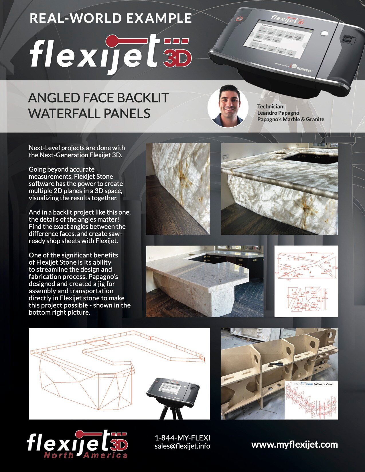 Flexijet Real World Example - Stone Angled Face Backlit Waterfall Panels, thumbnail image for download.