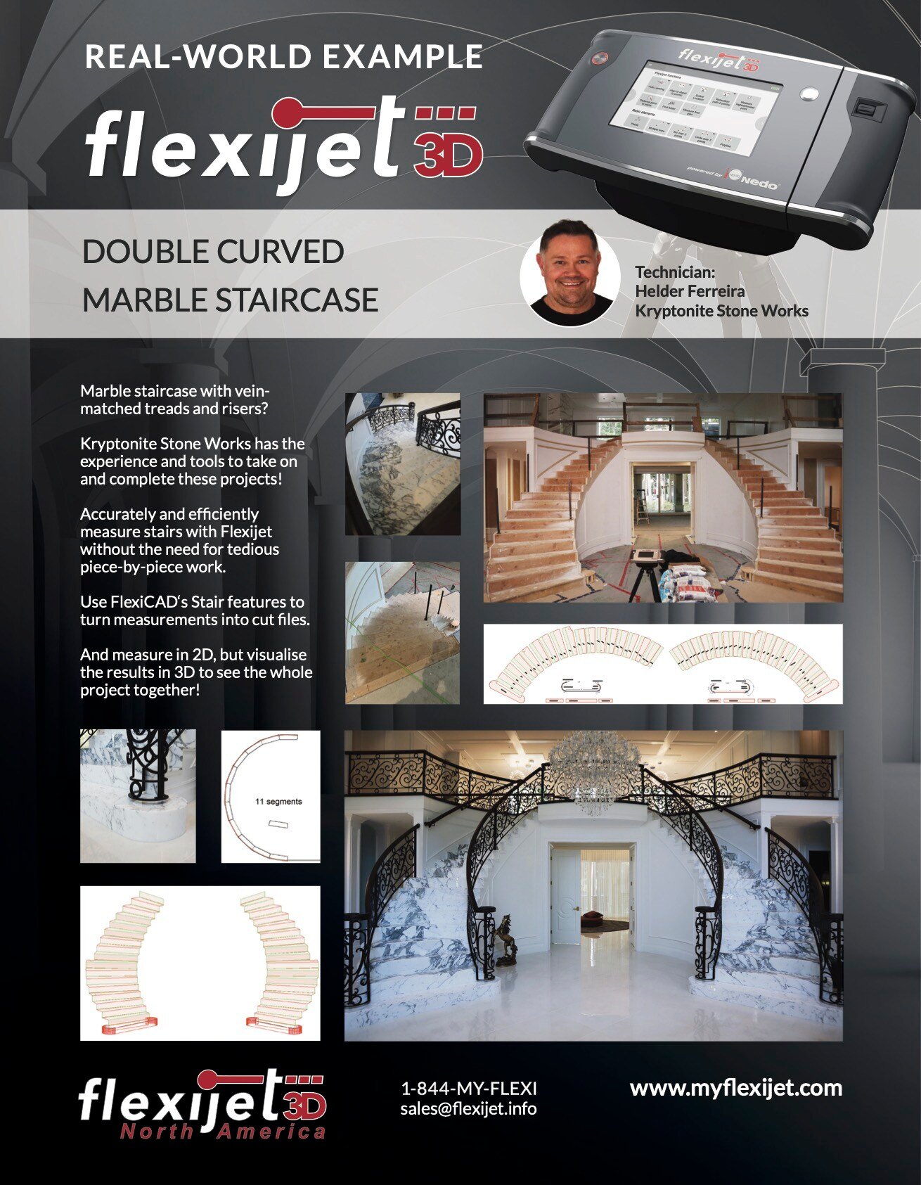 Flexijet Real World Example -Stone Industry - Marble Double Staircase, thumbnail image for download.