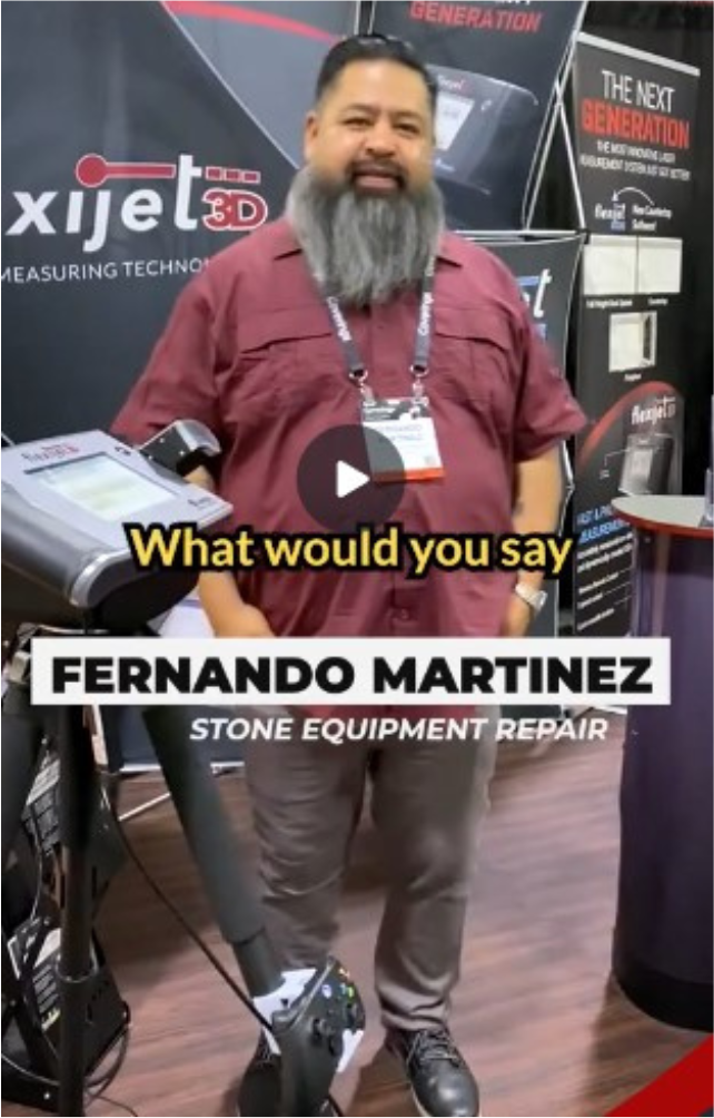 Our World 2024, Screen Shot of Ferk's video interview Ferk at trade show giving Flexijet 3D customer feedback and insights. 